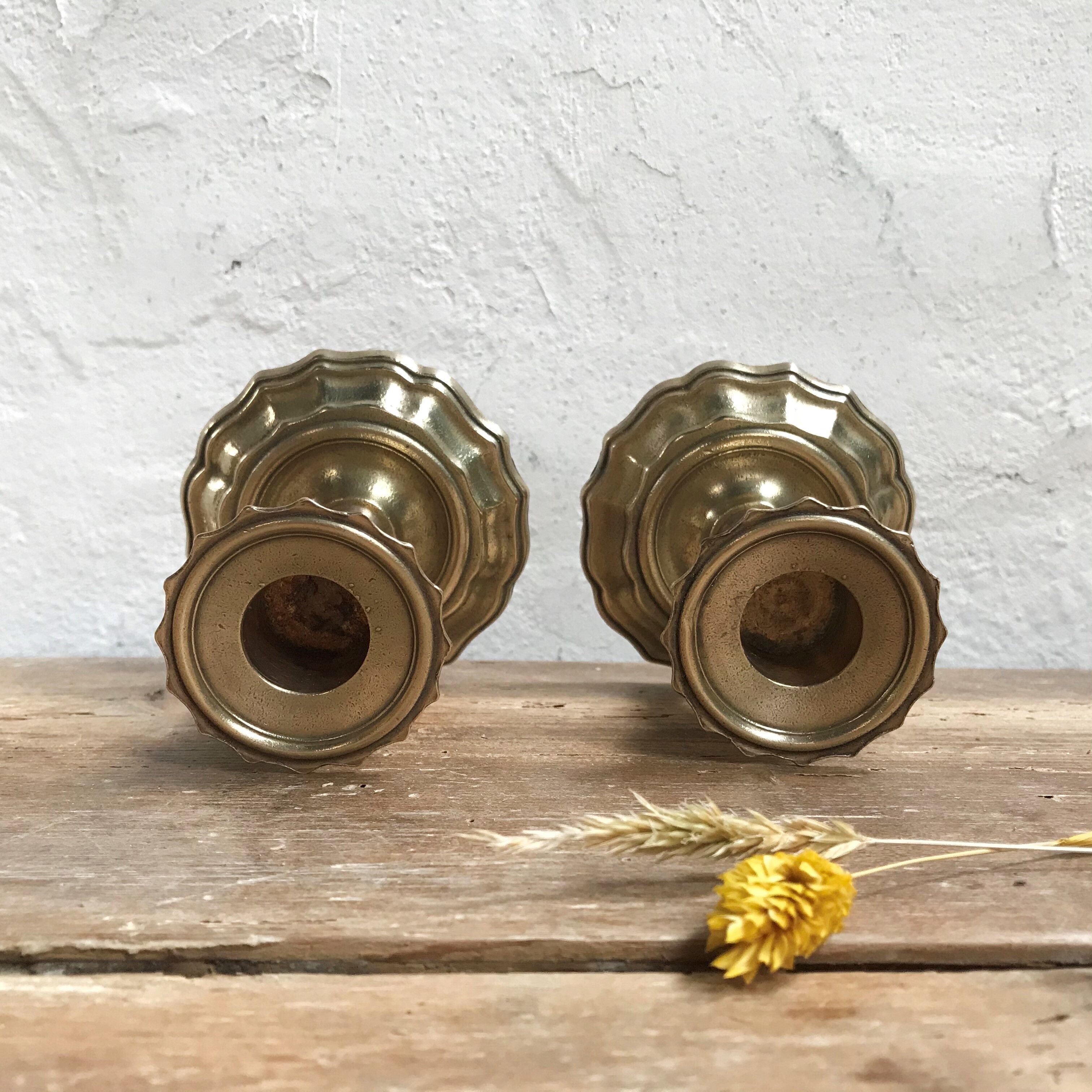 Pair of gold brass candlesticks