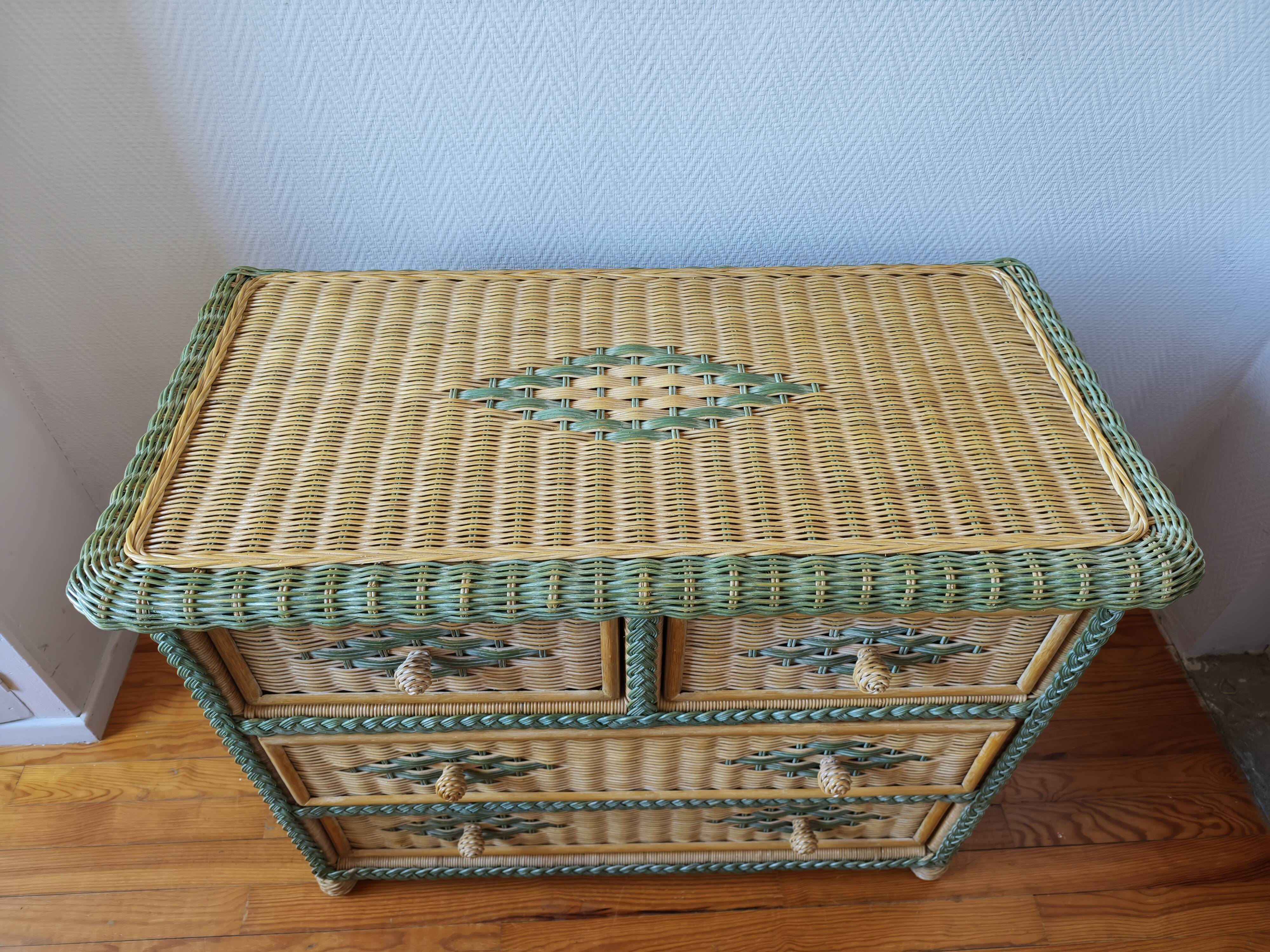 Rattan and wicker commode from the 70s – 80s