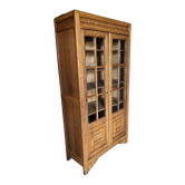 Vintage oak bookcase from the reconstruction period with 2 doors with small panes.