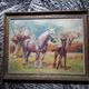Tableau ancien à l'huile représentant des chevaux