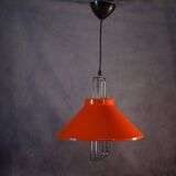 1970s orange lacquered metal designer pendant light