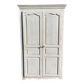 Armoire ancienne patiné blanc deux portes