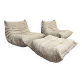 Ligne Roset Togo 2x 1-seater with 1x ottoman in beige corduroy in 10/10 condition!!