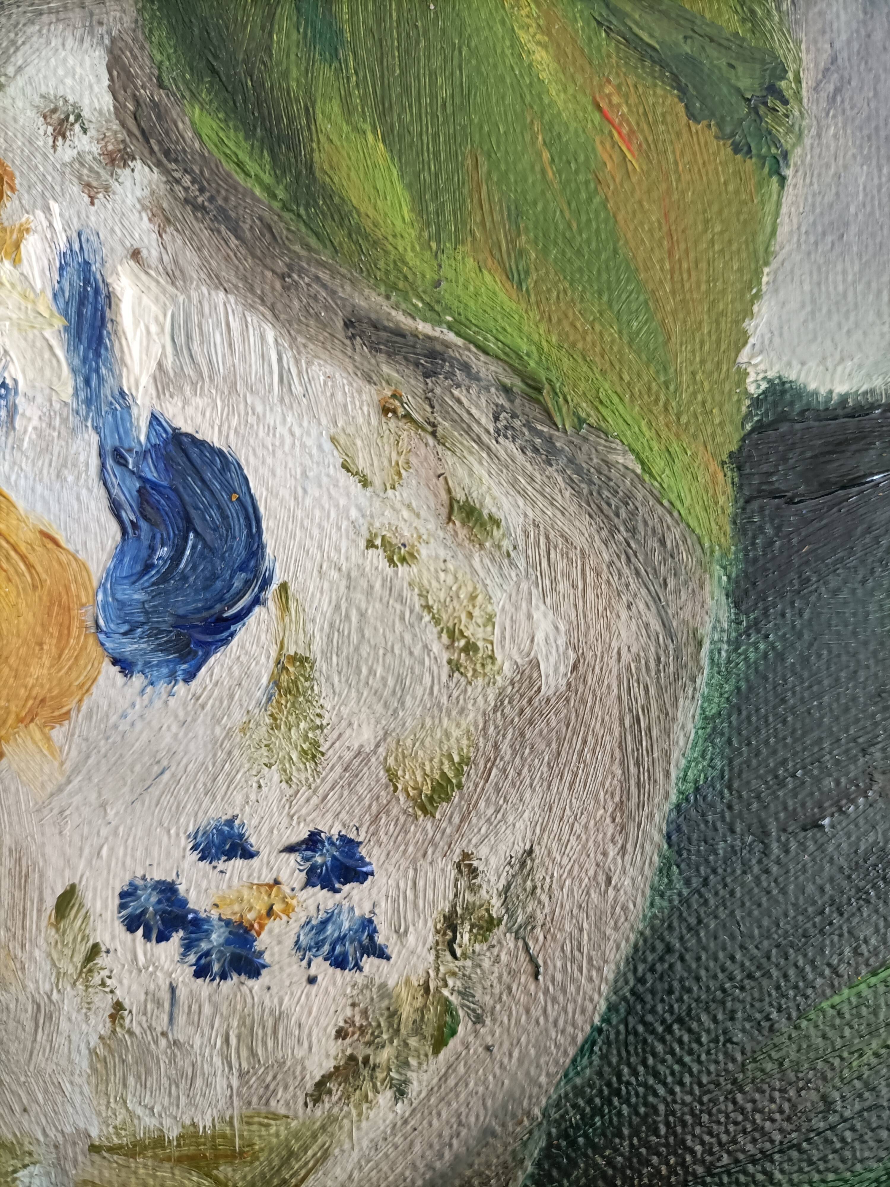 Sunflower and pumpkin painting signed J. Dubuc Berteaux