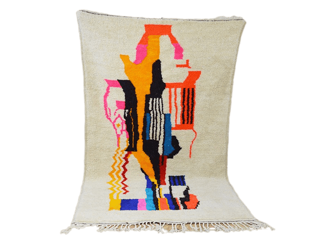 Abstract colored berber carpet 257 x 133 cm