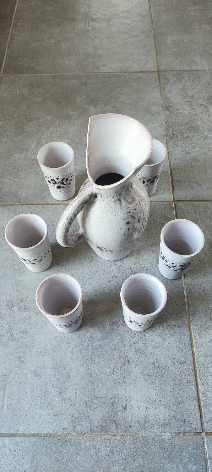 Pierlot 60s enamelled stoneware orangeade service