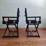 Vintage Safari Regiestühle X-Chair von McGuire, 50er Jahre, 4er Set