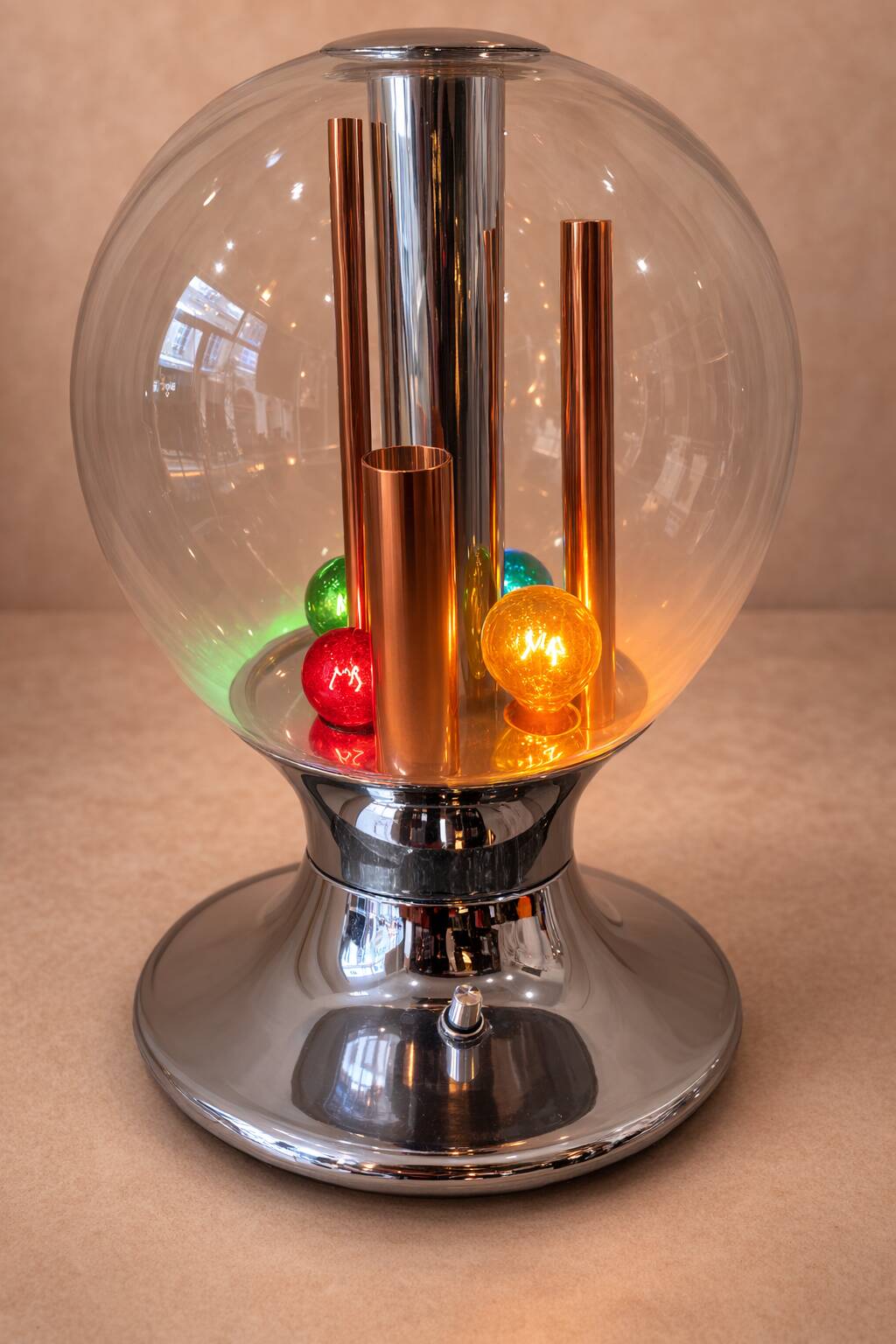 Lampe de Bureau en Verre et Chrome de Selenova, Italie, 1970