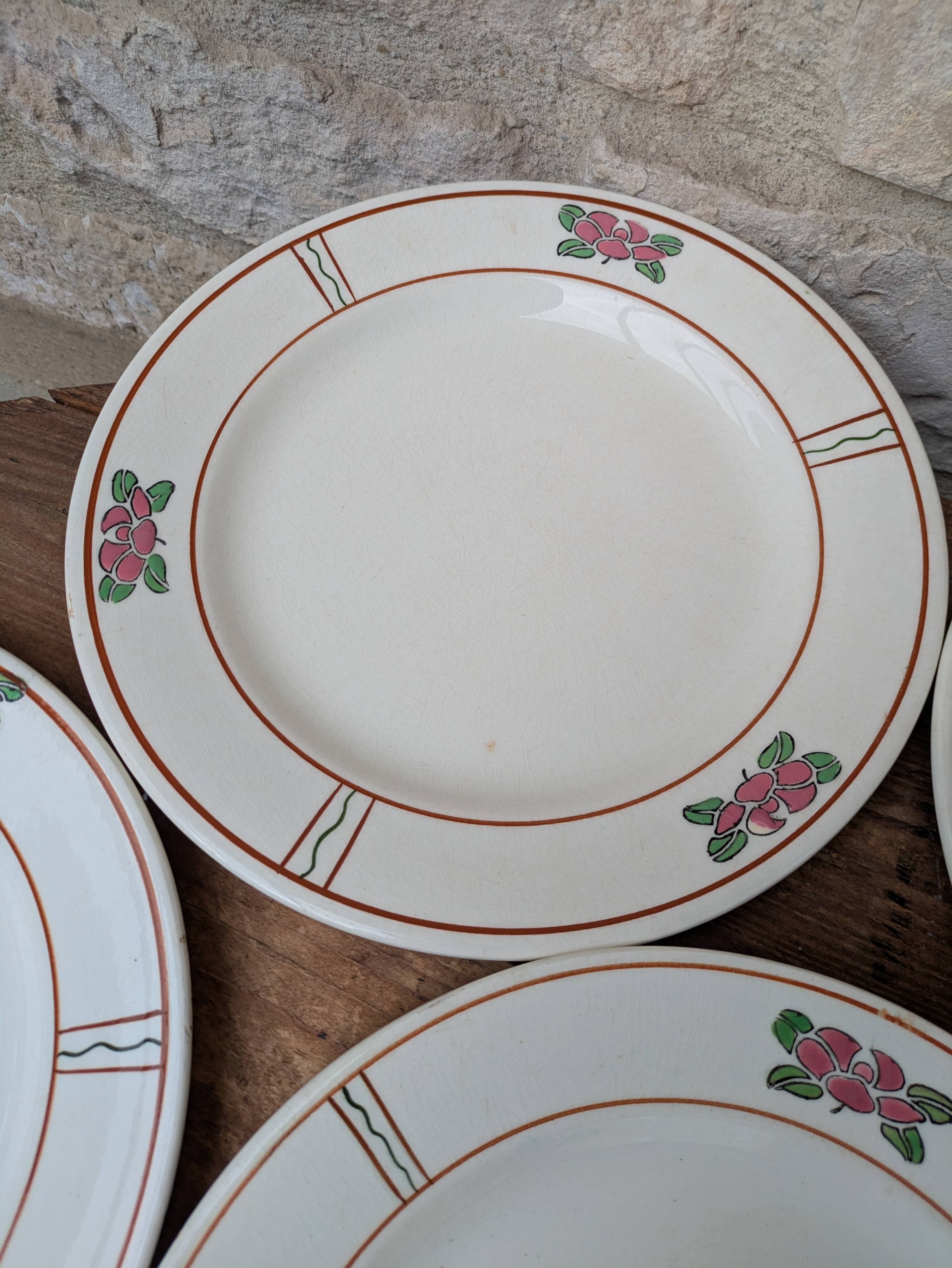 9 old flat plates in Salins ironstone model Nénuphar 24.5cm