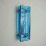 Veca blue wall light, beveled glass, italy 1970