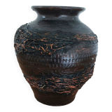 Black varnished terracotta pot