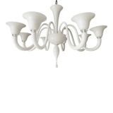 Italian contemporary white Murano glass chandelier in Art Deco style.