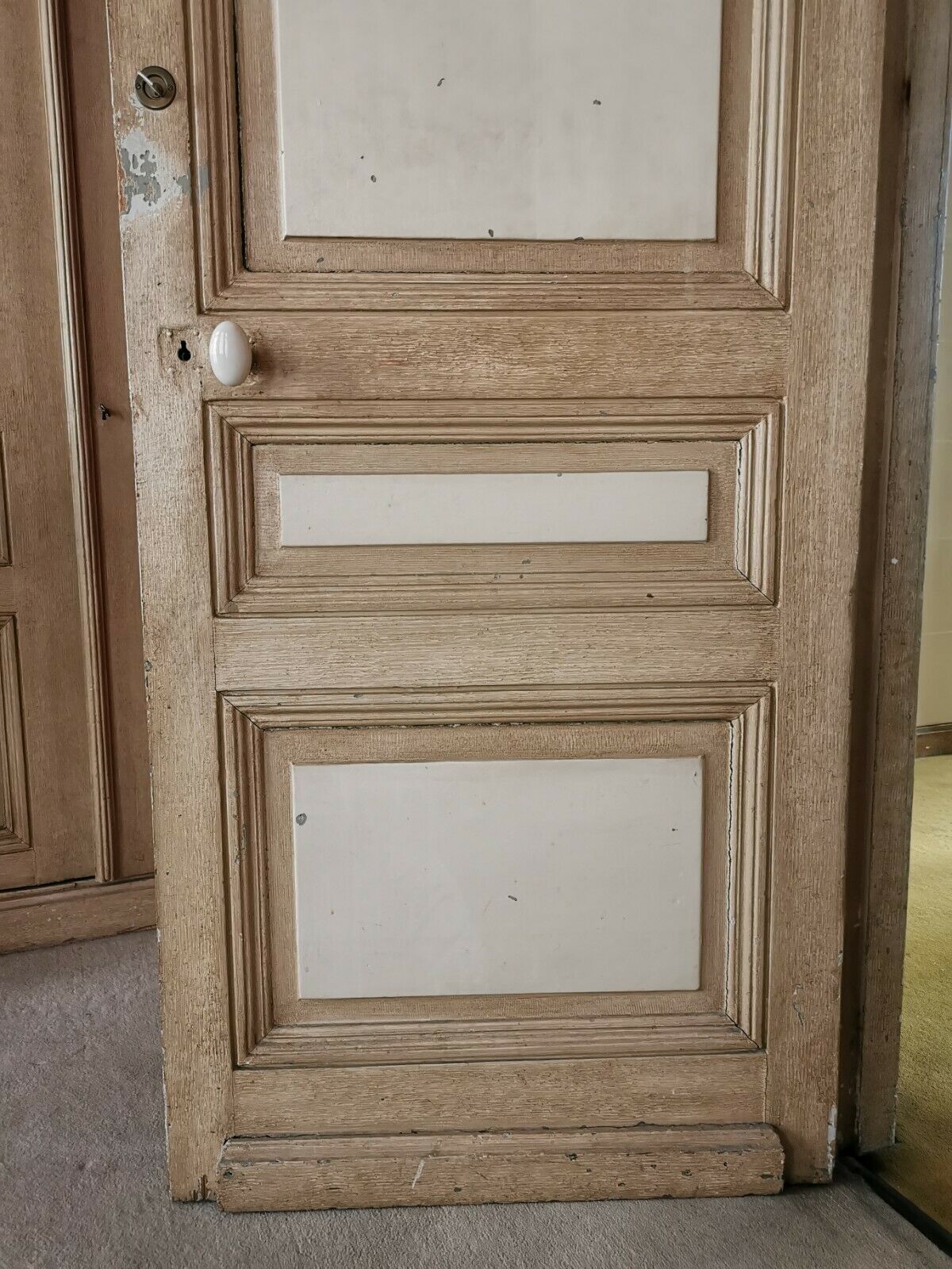 Double-sided passage door in 20th century patinated fir