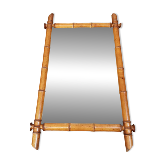 Old turned wood mirror bamboo style