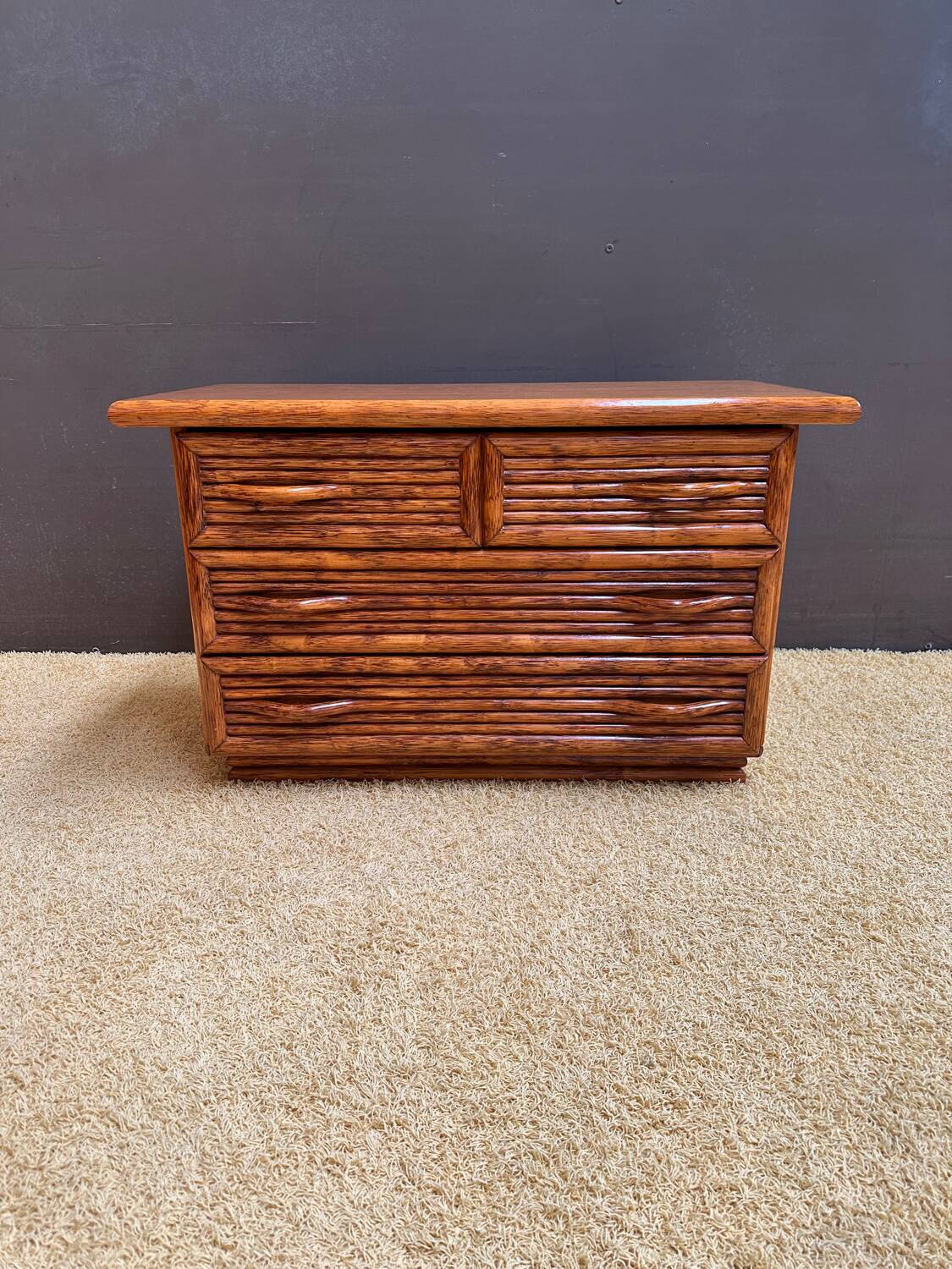 Maugrion bamboo chest of drawers for Roche Bobois