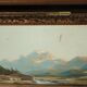 Painting mountains snowy landscape frame gilded wood signed 72x62cm