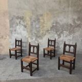 4 wooden and corded Basque chairs