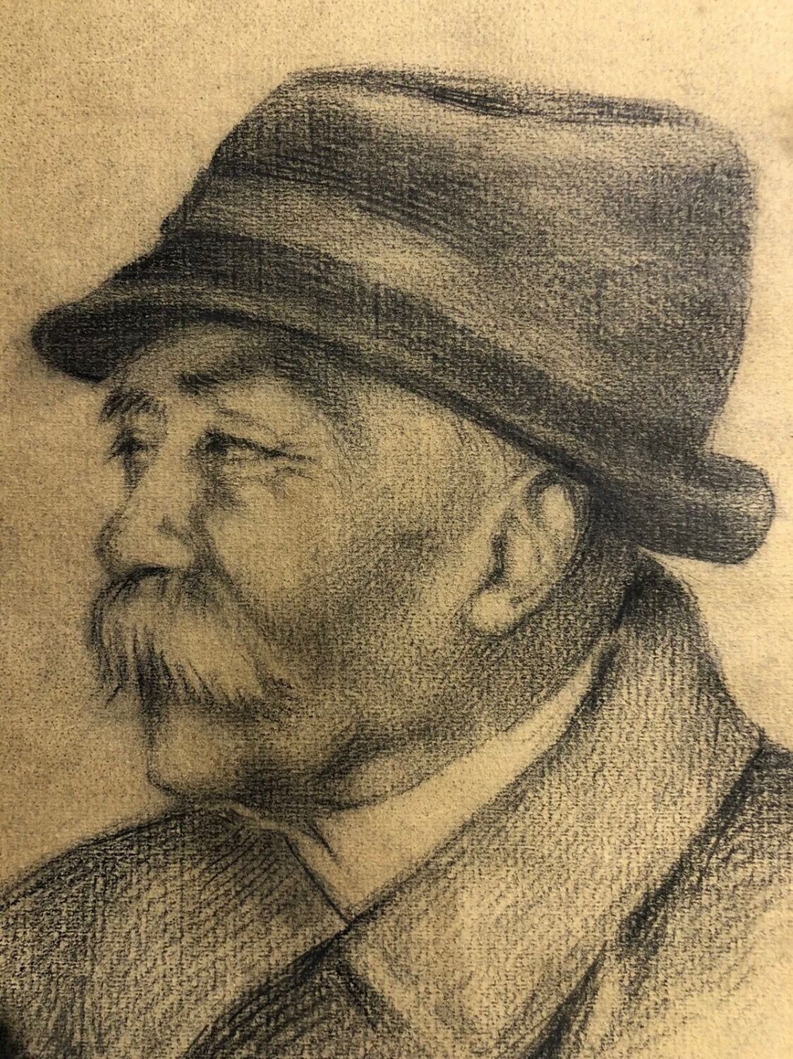 Drawing old lead mine A.M Portrait Man Moustache