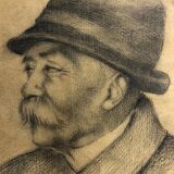 Drawing old lead mine A.M Portrait Man Moustache