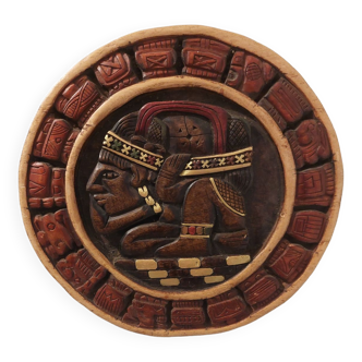 Wood carving Mayan calendar