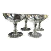 4 coupes à champagne ½ cristal taillé - portieux service alsacien