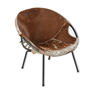 Cowhide armchair, circa 1960