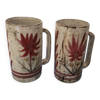 Pair of mugs Gustave Reynaud - 1950s/60s - ceramic Le Mûrier