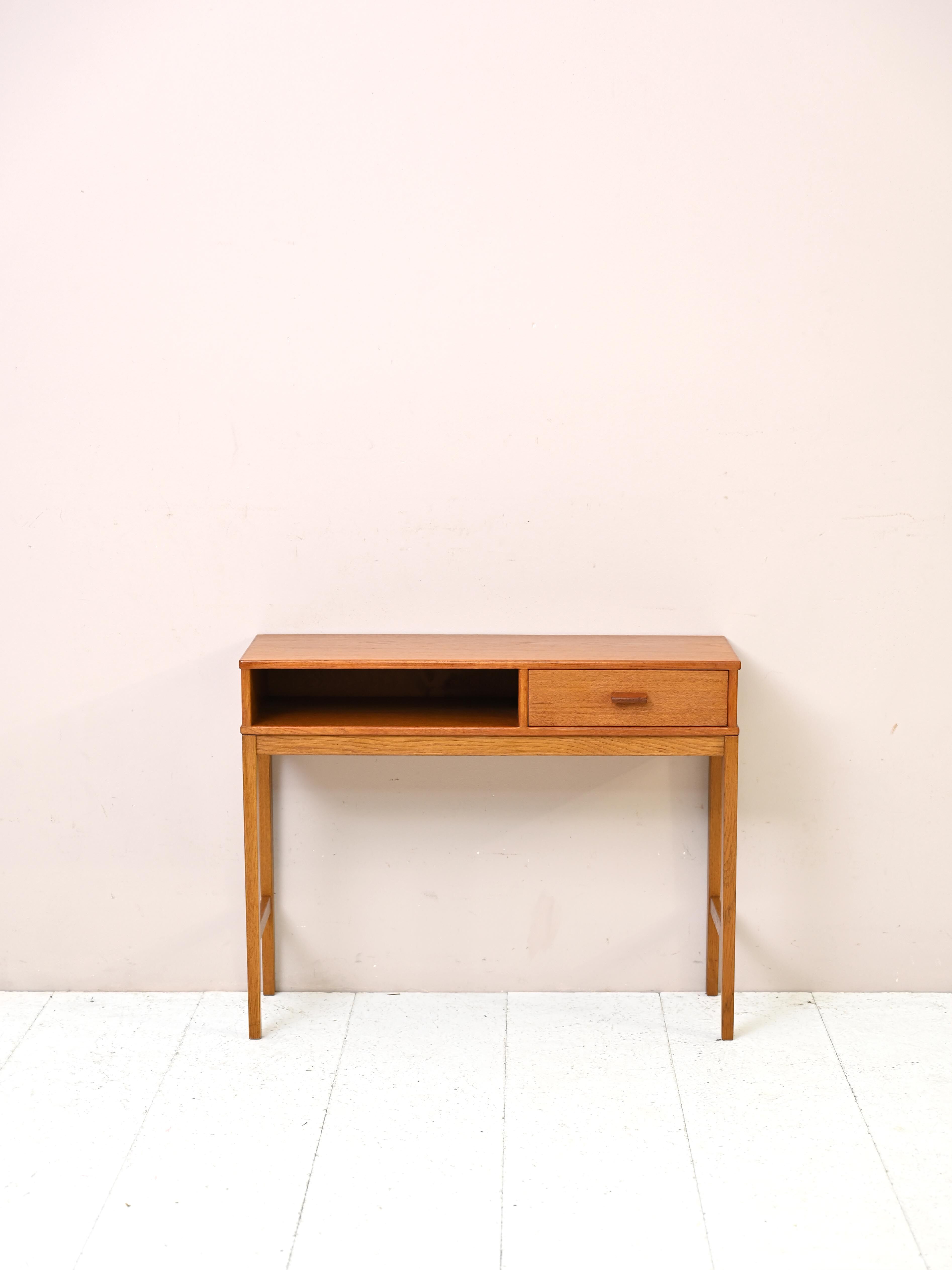 Vintage teak console with drawer