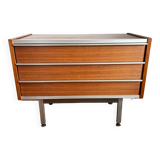 Commode 1960 bois Teck et alu par George Frydman pour EFA