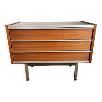 1960 Teak and aluminum wood chest of drawers by George Frydman for EFA