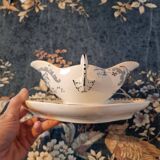Old ceramic gravy boat earthenware hb&cie choisy le roi pornic 19th century model
