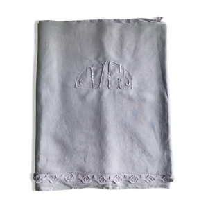 Drap ancien en fil de lin teinté