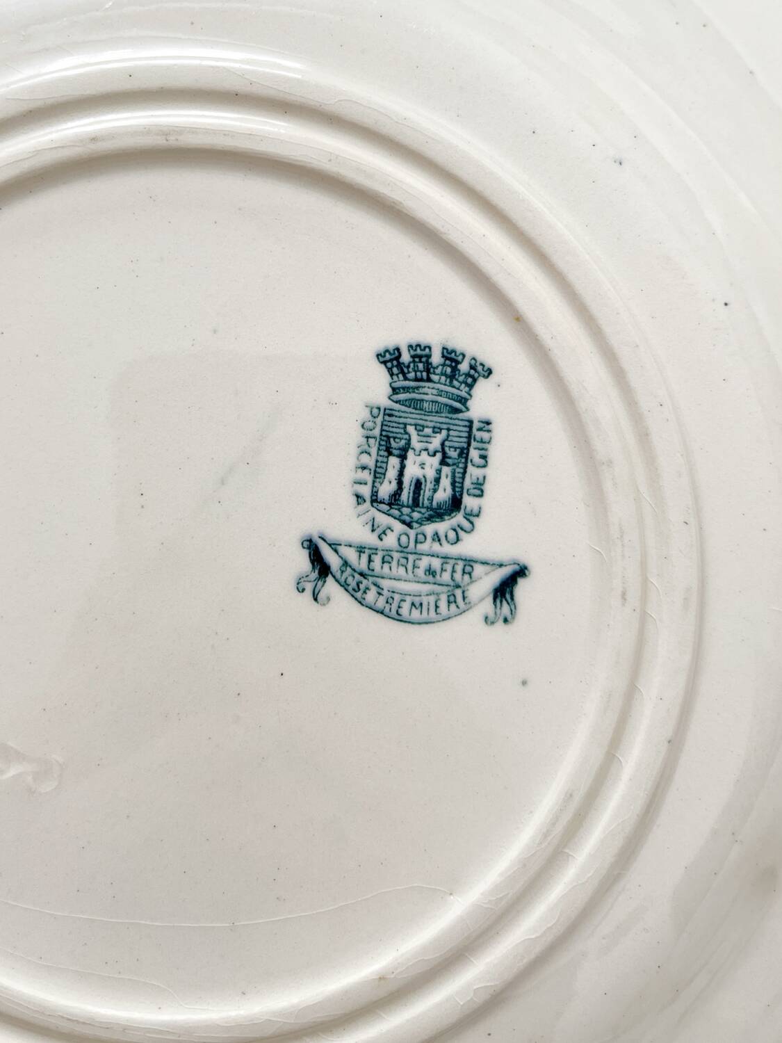 6 flat ironstone plates "Hollyhock" Gien