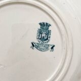 6 assiettes plates en terre de fer «Rose trémière» Gien