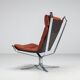 Sigurd Ressell Falcon lounge chair leather and metal Vatne Norway 1970