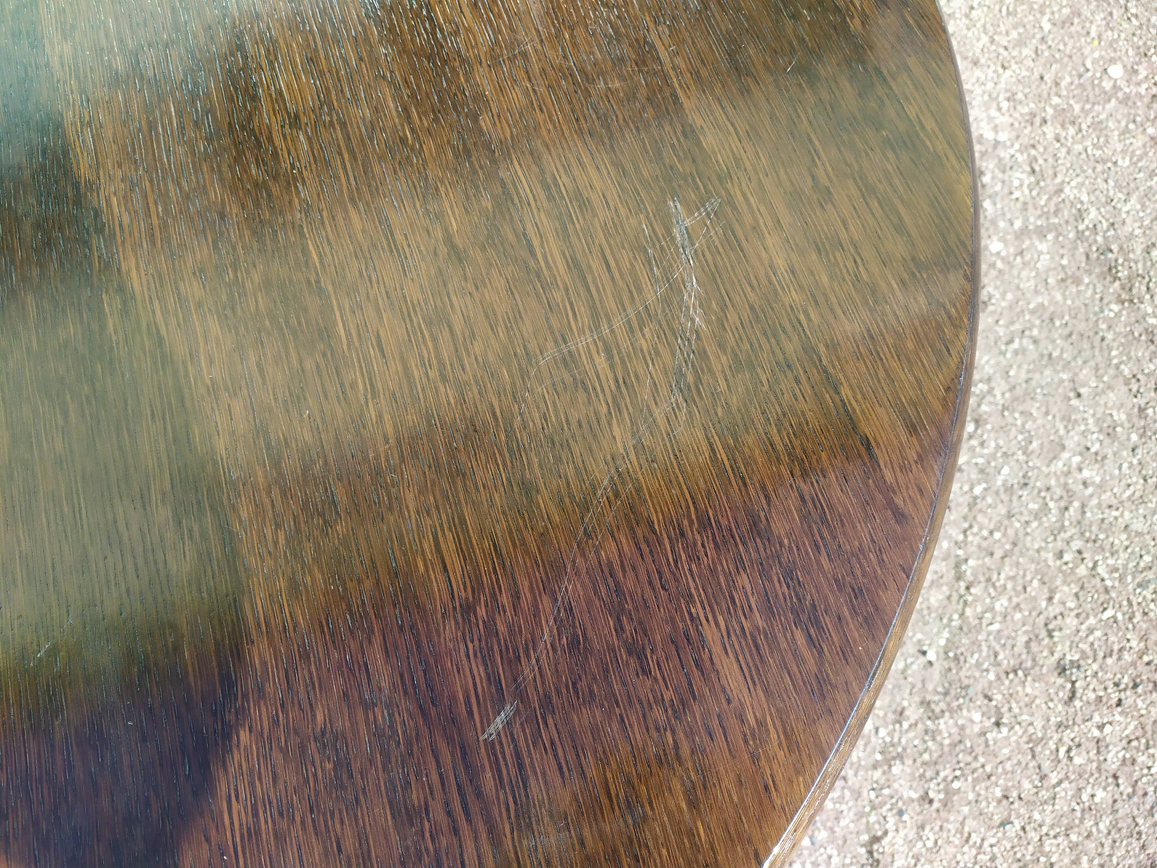 Round extendable wooden table - year 1960 - 110cm to 210cm