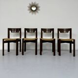 Set of 4 Girsberger Scandinavian style chairs from the 80s, vintage wood
