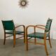 2 armchairs bridge vintage year 50 wood and vinyl