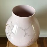 Pale pink and golden earthenware vase