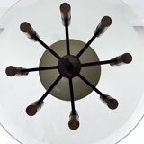 Curved glass disk chandelier. Italy 1950s