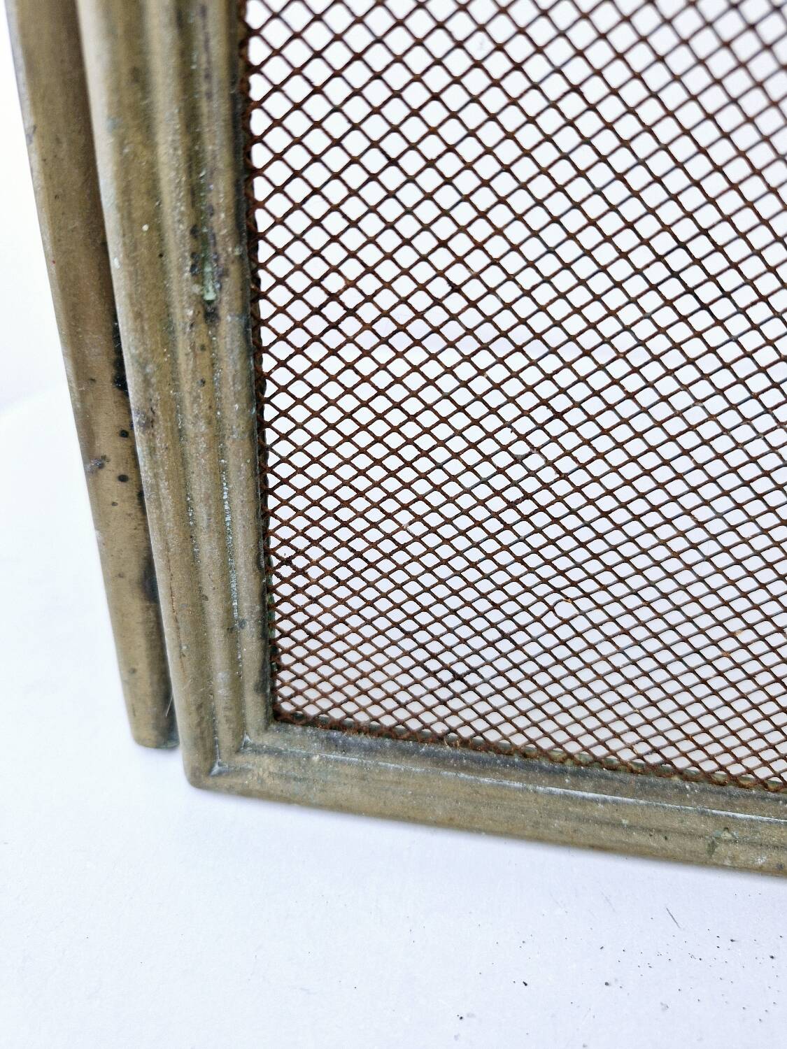 Old brass fire screen 75x38cm fireplace protection screen