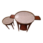 Pair of antique nesting tables in marble and brass – Louis XVI style