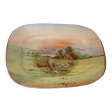 Plat en faience de Limoge, Paysage pastoral 51 cm
