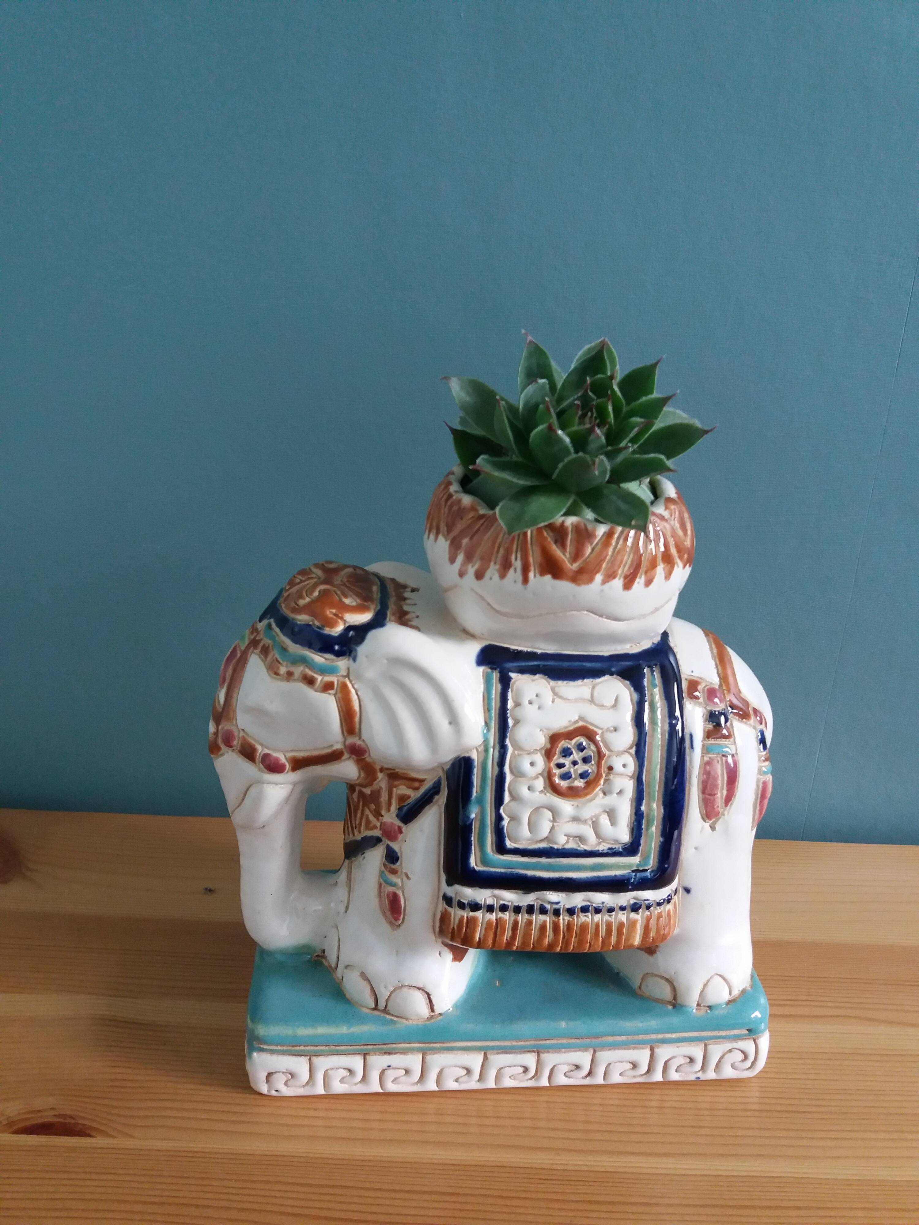 Elephant signed plant holder or candle holder