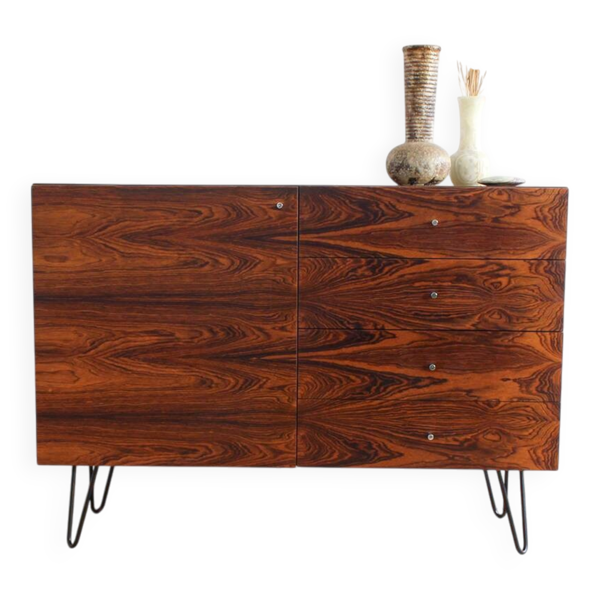 Vintage rosewood Sideboard with black hairpinlegs