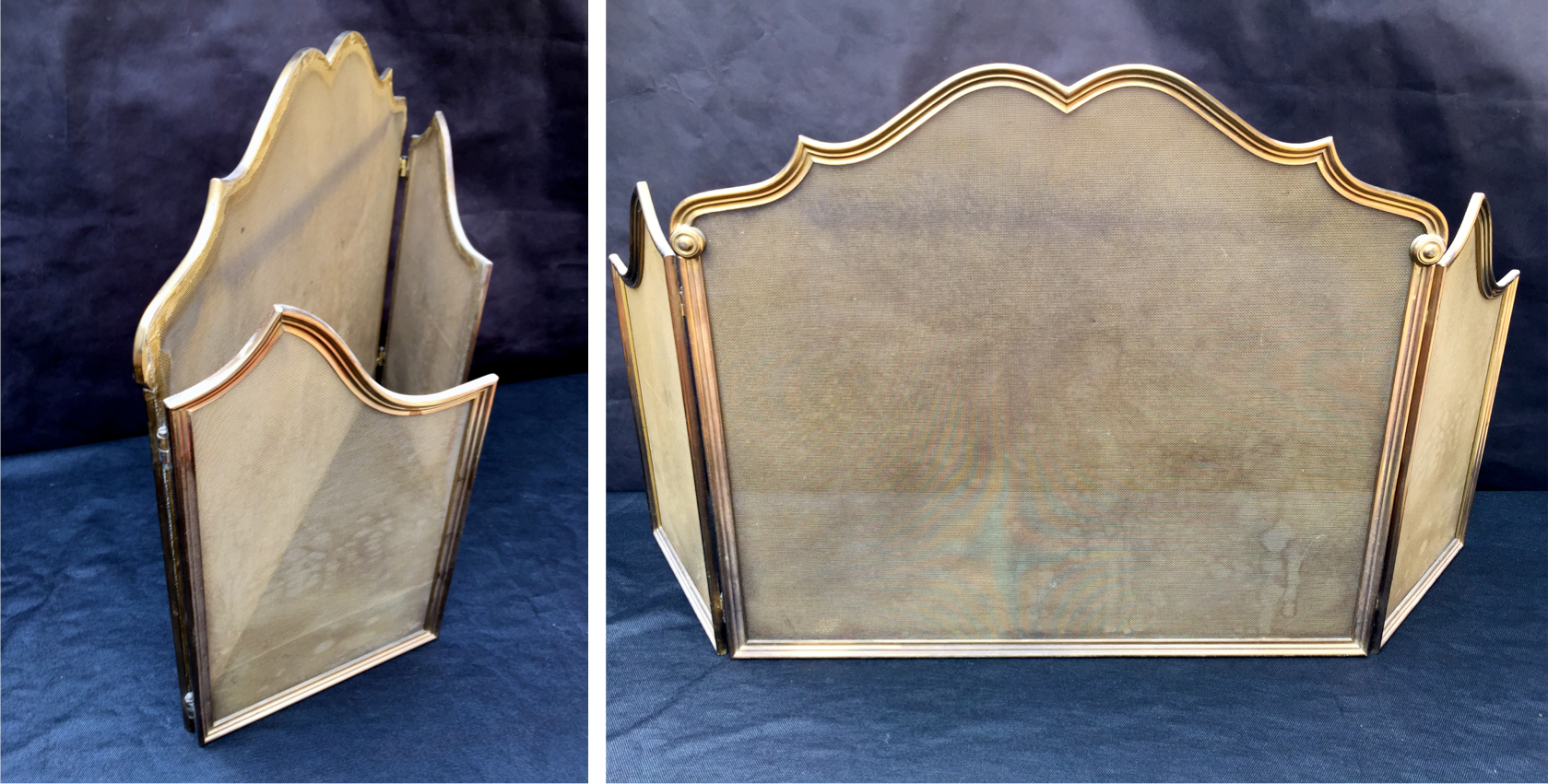 Old fire screen and accessories brass fireplace 1940 spark arrest fireplace firescreen