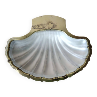 Shell bowl in silver metal and glass