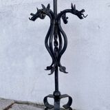 Black wrought iron fireplace tool set