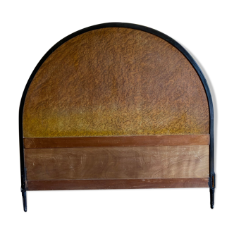 Double art deco headboard in walnut magnifying glass and blackened wood 30s