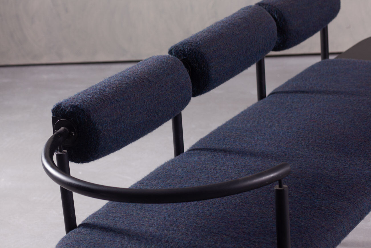 Postmodern steel and fabric bench, Italy, 1990s